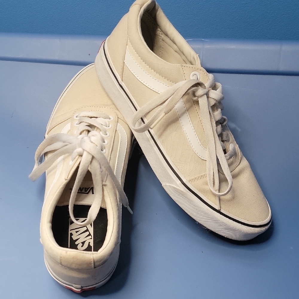 Vans White Canvas Sneakers with Lace-Up Design